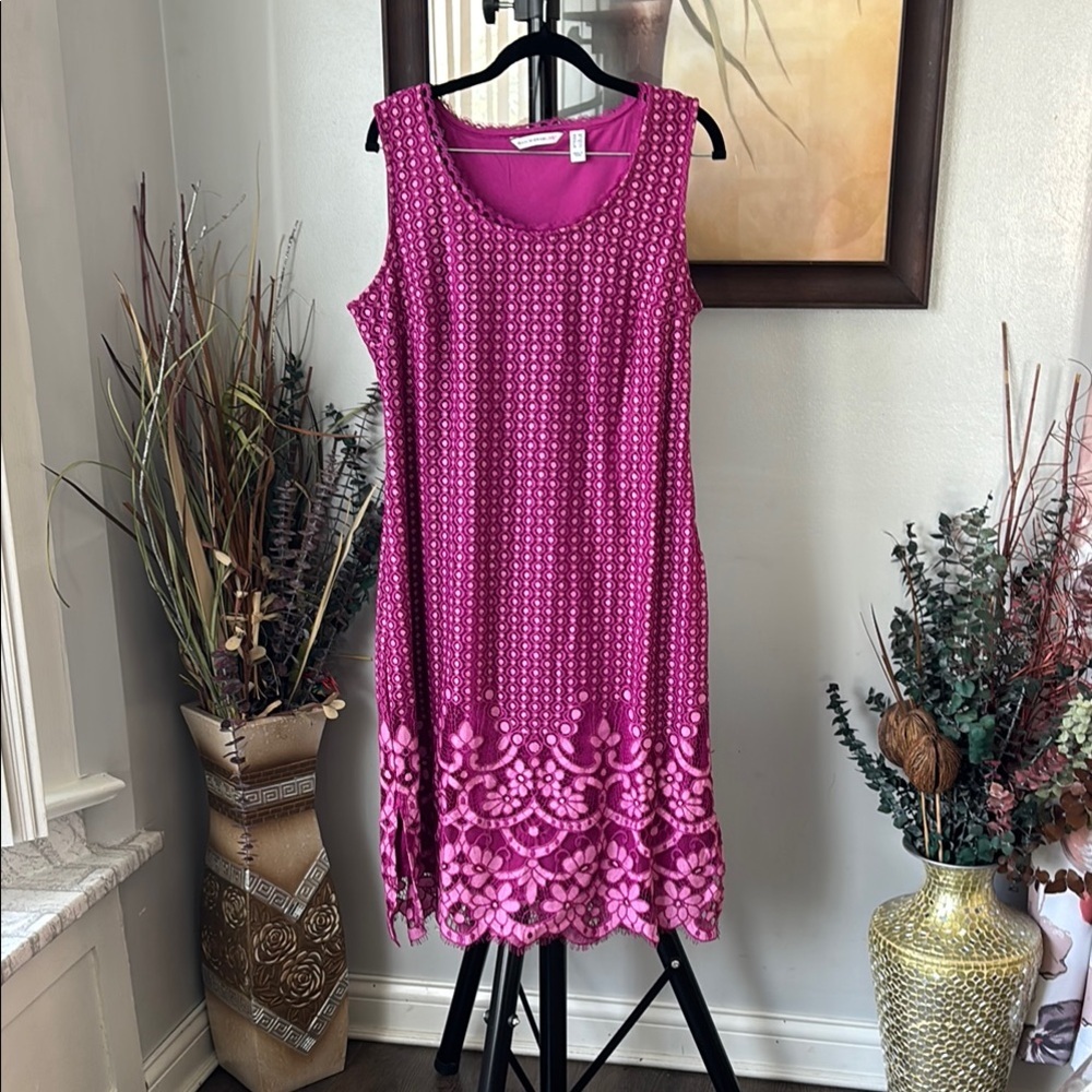 Isaac Mizrahi Pink Sleeveless Scoop Neck Sundress Size L p